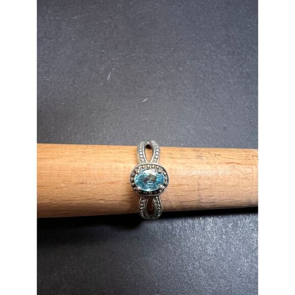 Blue topaz sterling silver ring size 9 - Picture 14 of 16